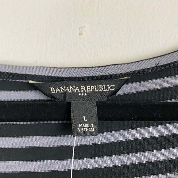 Banana Republic Large Bodycon Dress Long Sleeve Jersey Black Gray Striped NWT - Picture 4 of 9
